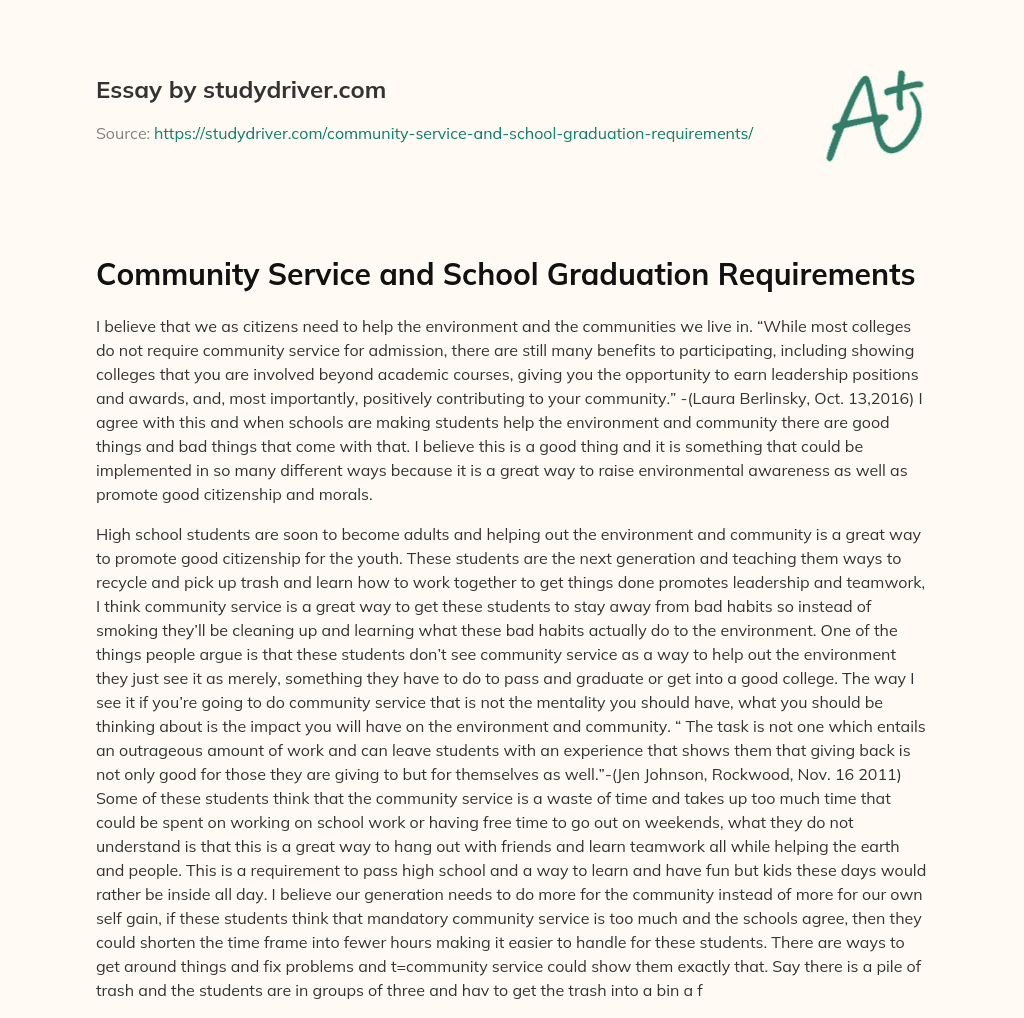 Community Service and School Graduation Requirements essay