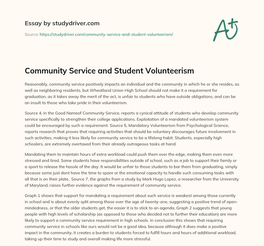 Community Service and Student Volunteerism essay