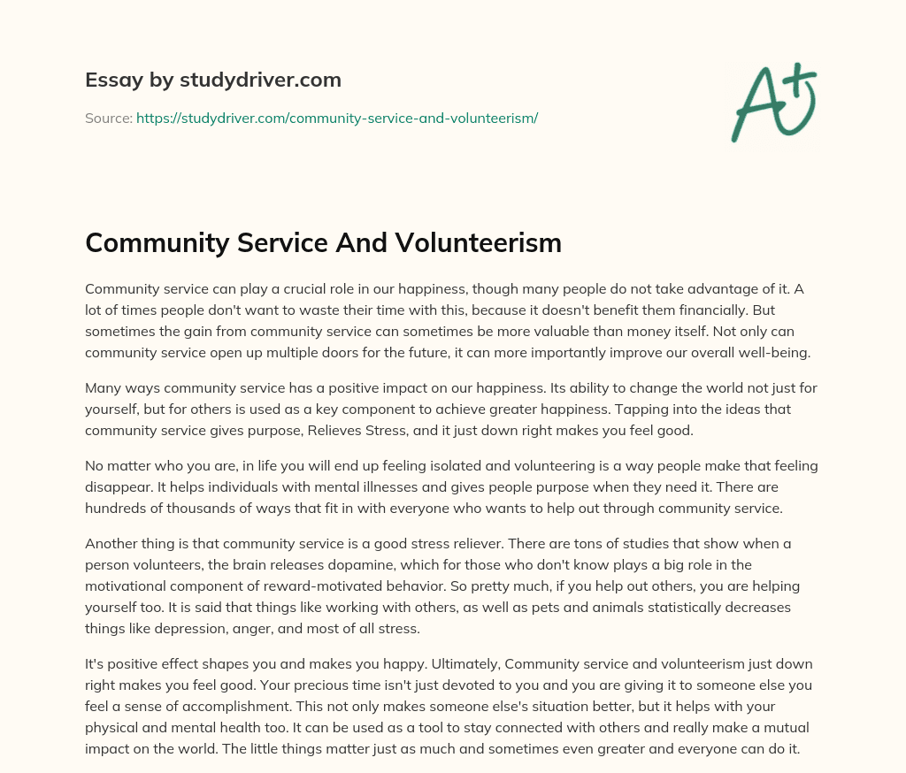 Community Service and Volunteerism essay