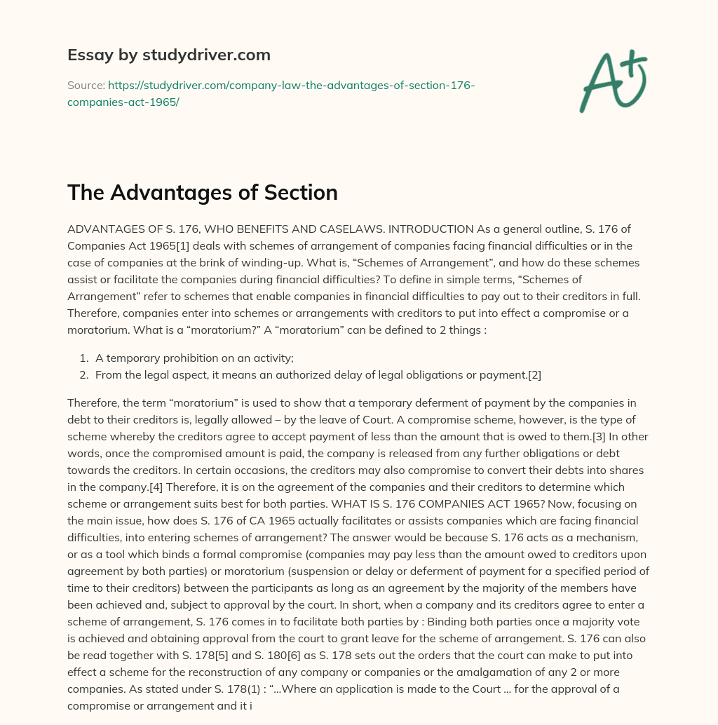 The Advantages of Section essay