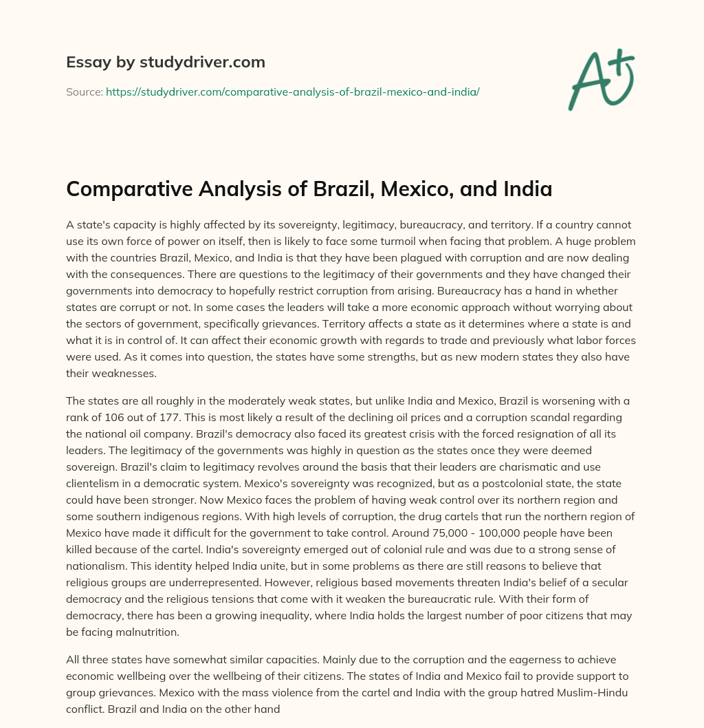 Comparative Analysis of Brazil, Mexico, and India  essay