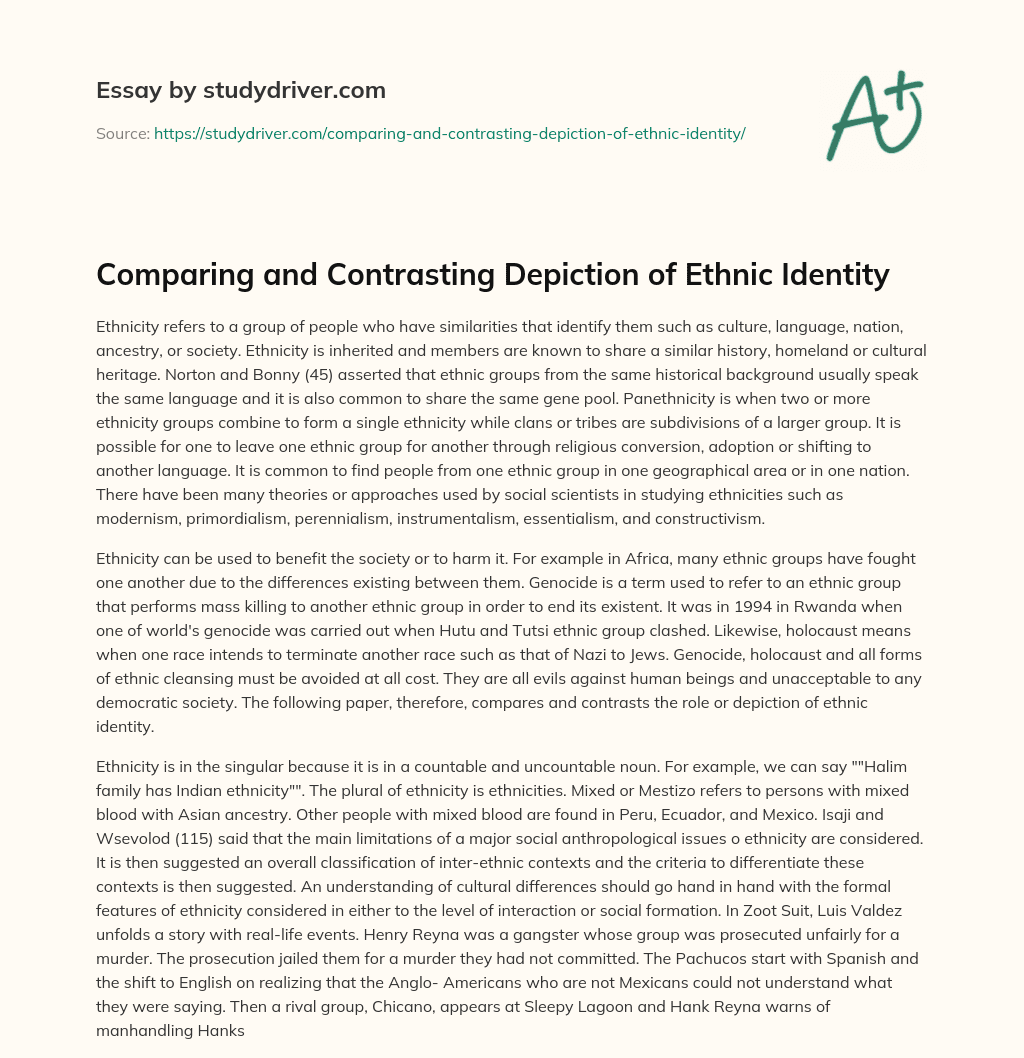 Comparing and Contrasting Depiction of Ethnic Identity essay