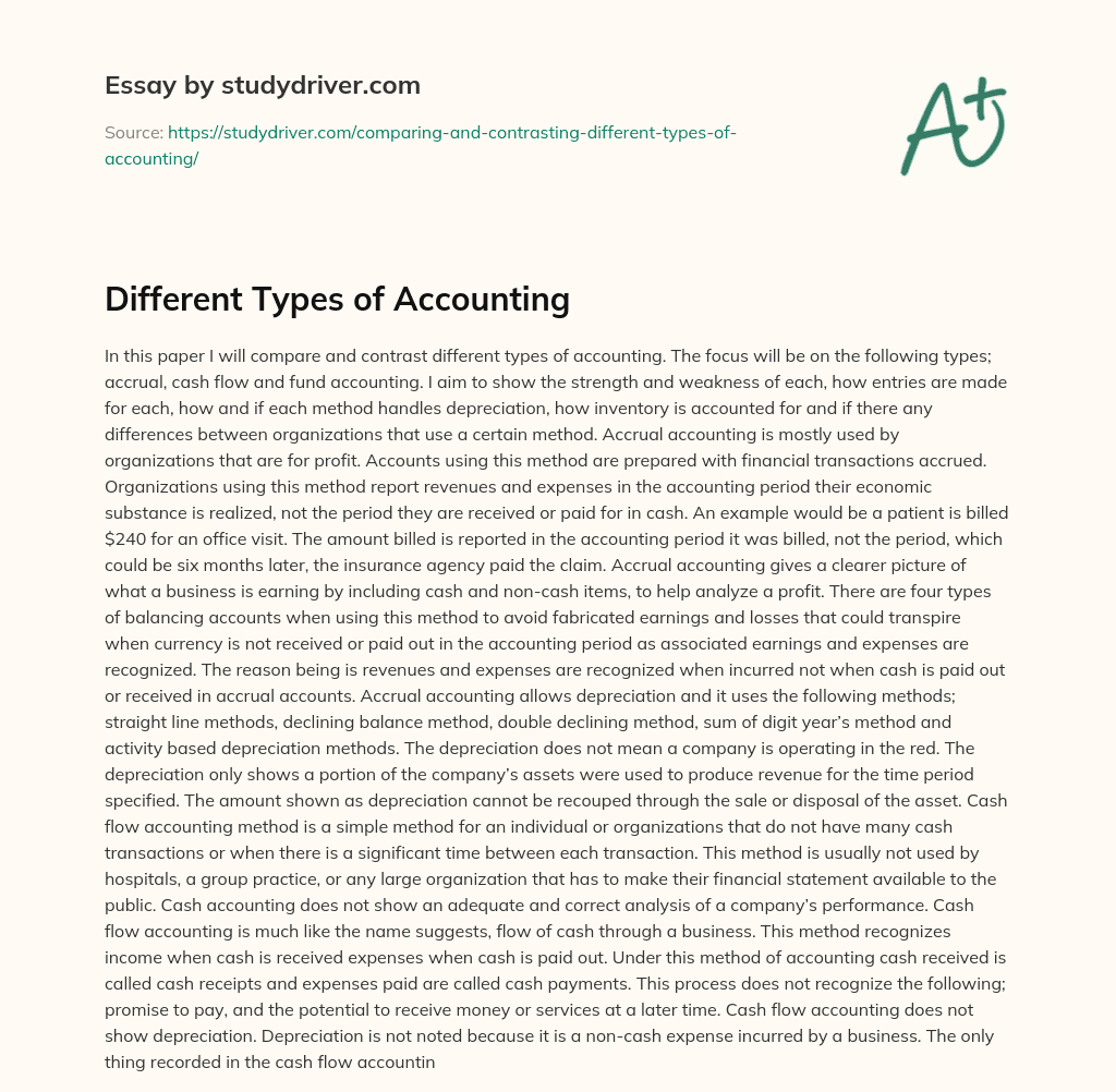 Different Types of Accounting essay