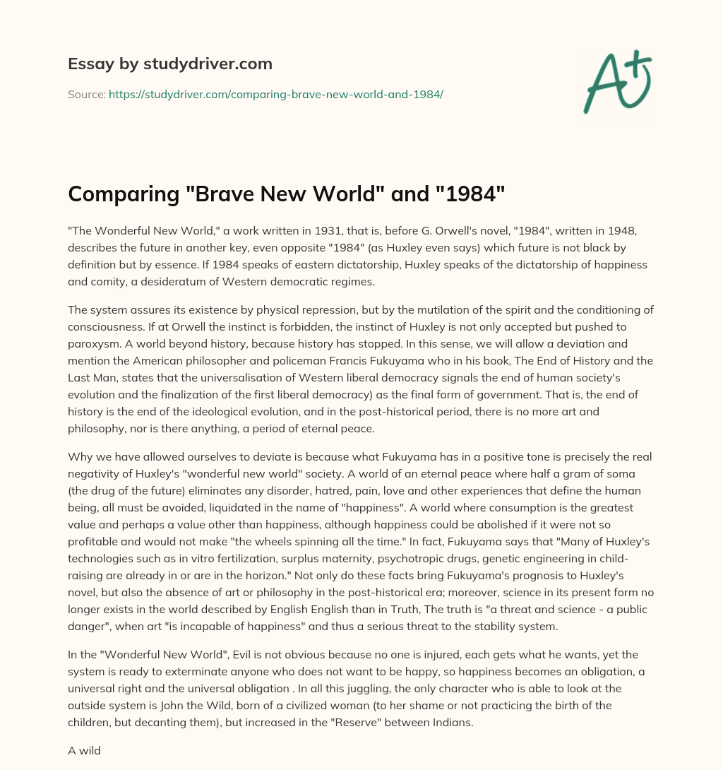Comparing “Brave New World” and “1984” essay