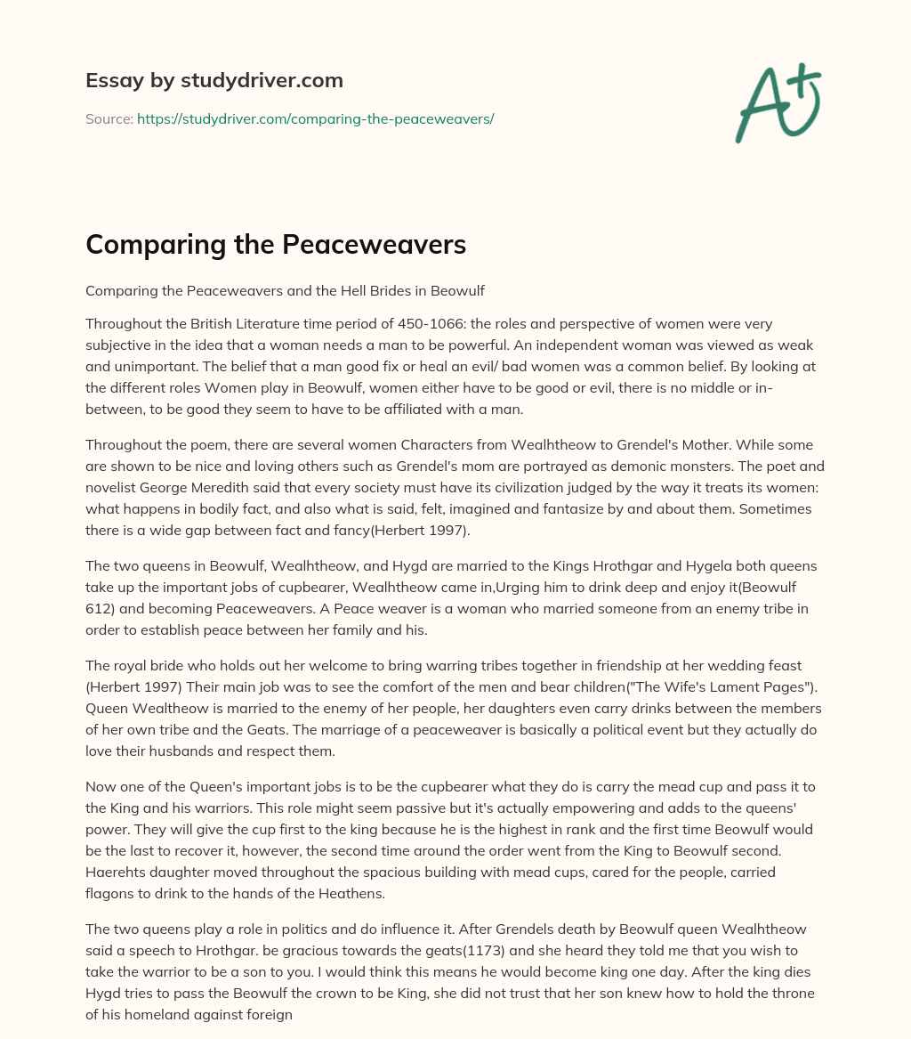 Comparing the Peaceweavers essay