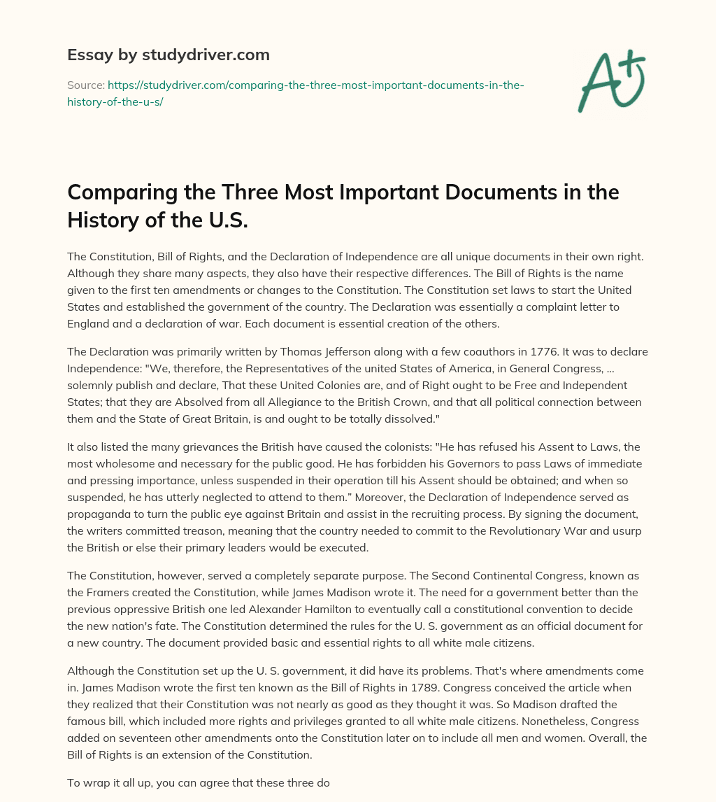 comparing-the-three-most-important-documents-in-the-history-of-the-u-s