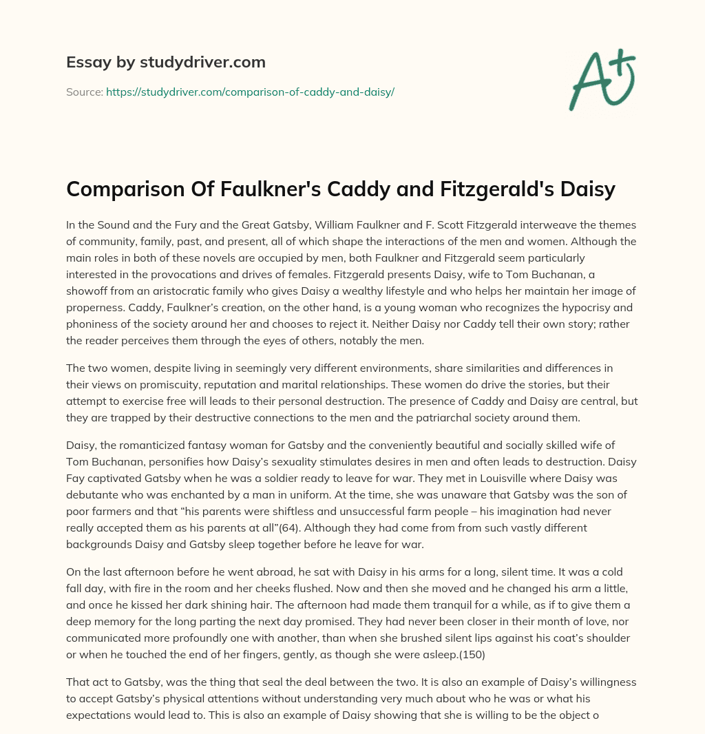 Comparison of Faulkner’s Caddy and Fitzgerald’s Daisy essay