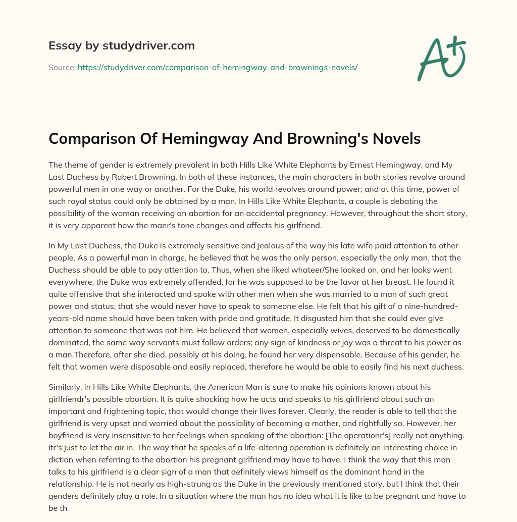 Comparison of Hemingway and Browning’s Novels essay