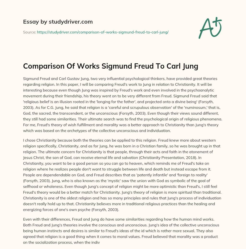 Comparison of Works Sigmund Freud to Carl Jung essay