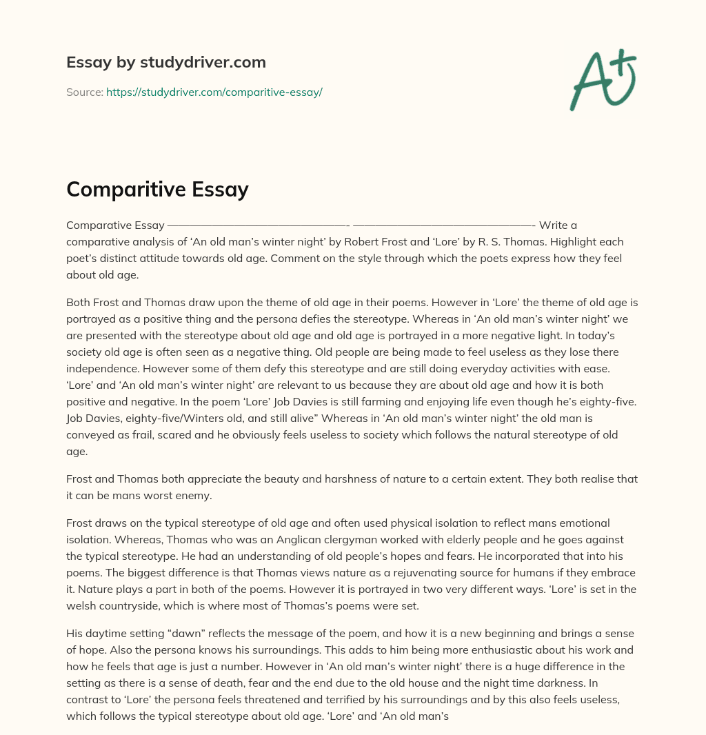 Comparitive Essay essay