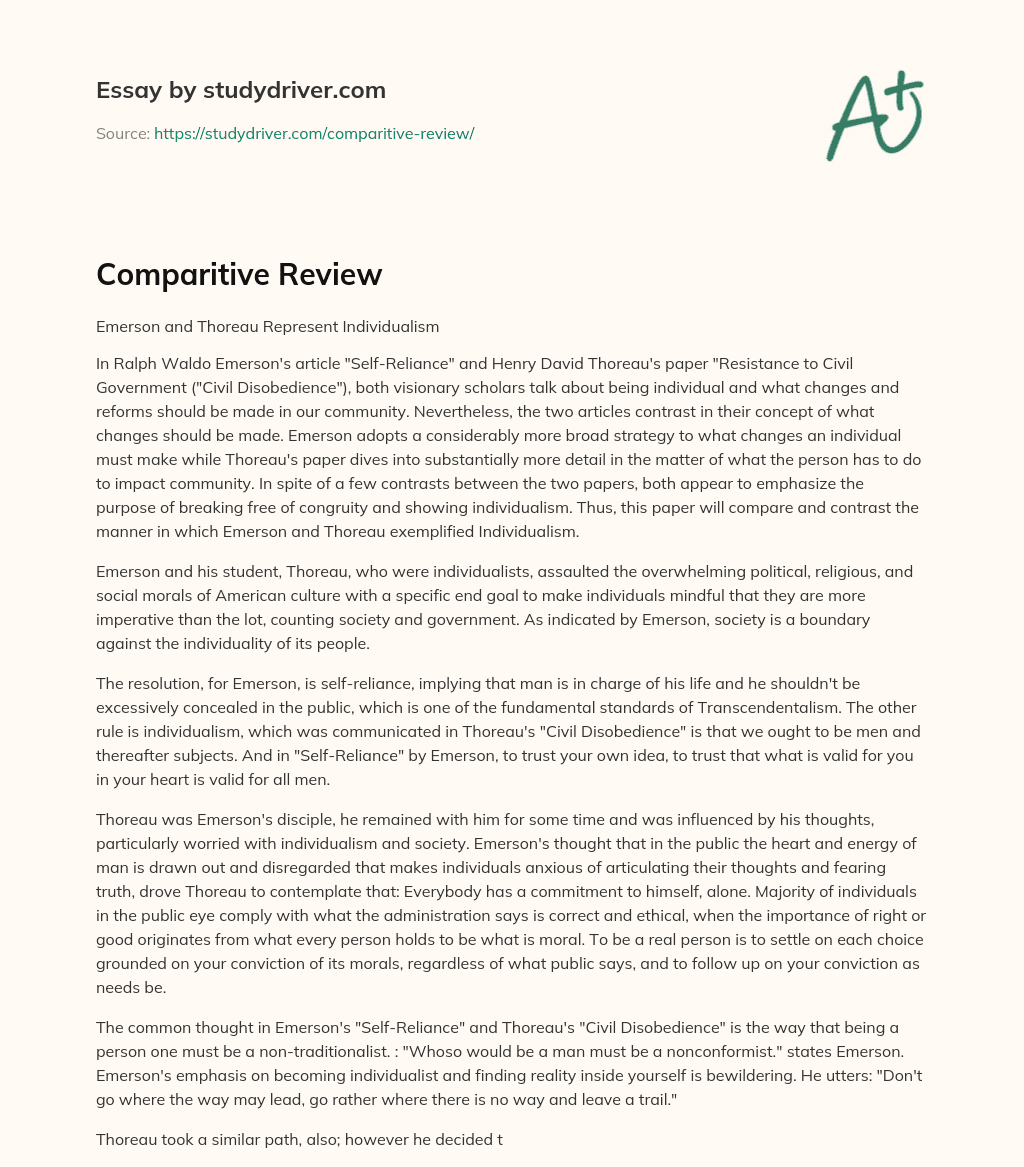 Comparitive Review essay