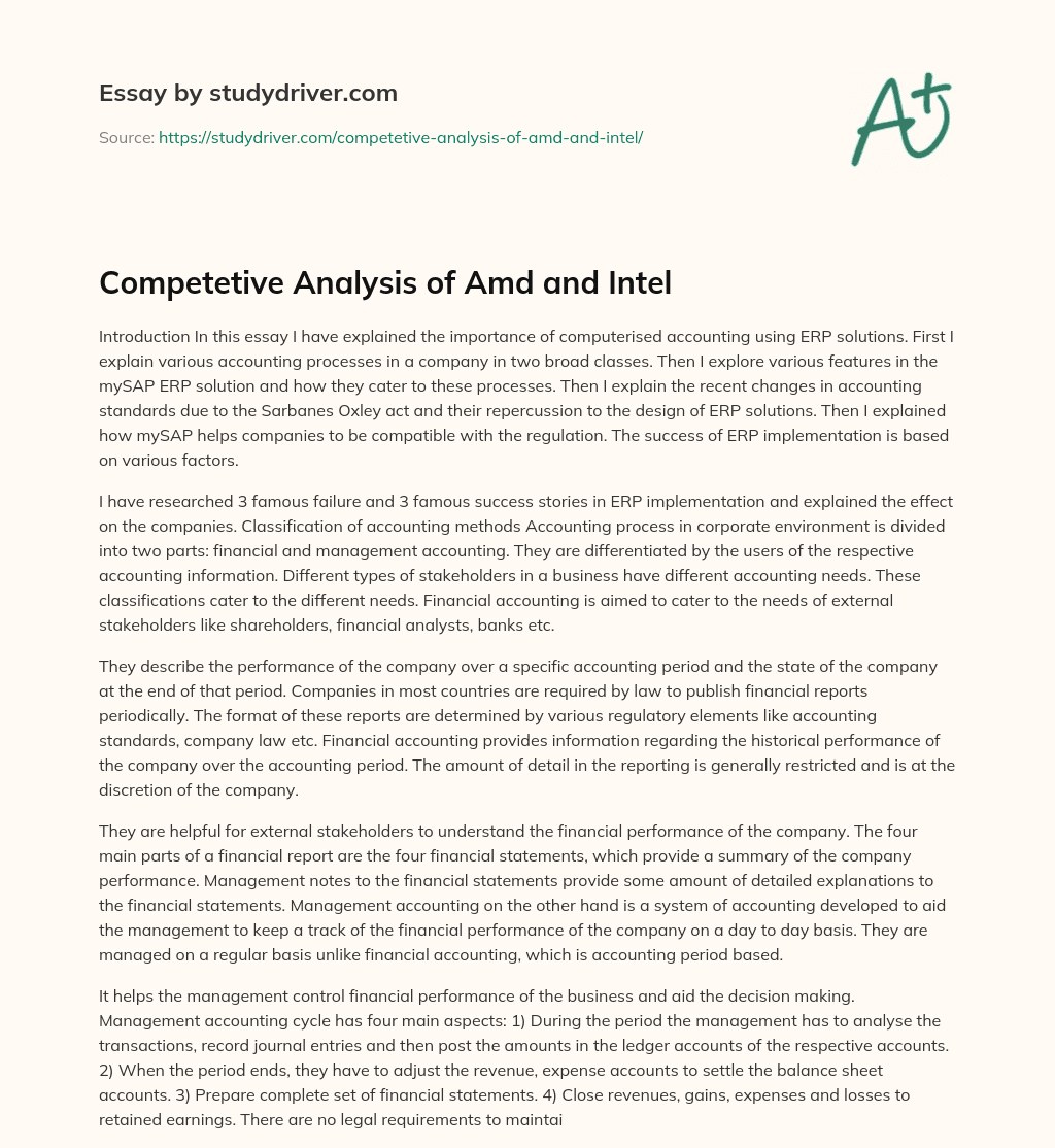 Competetive Analysis of Amd and Intel essay