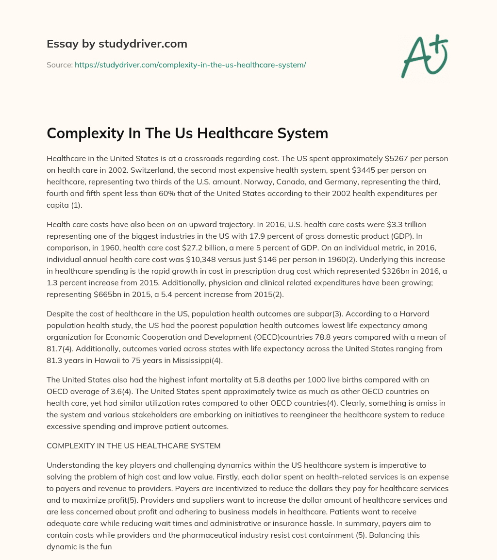Complexity in the Us Healthcare System essay