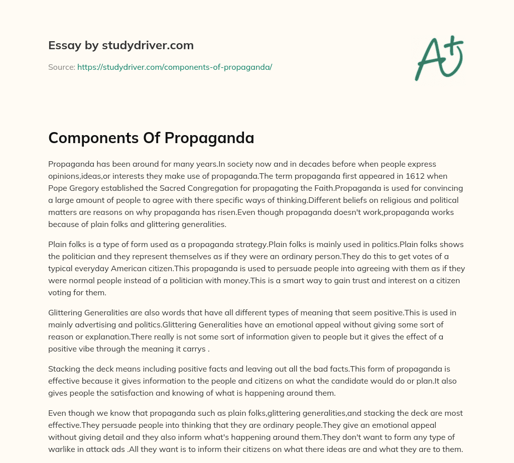 Components of Propaganda essay