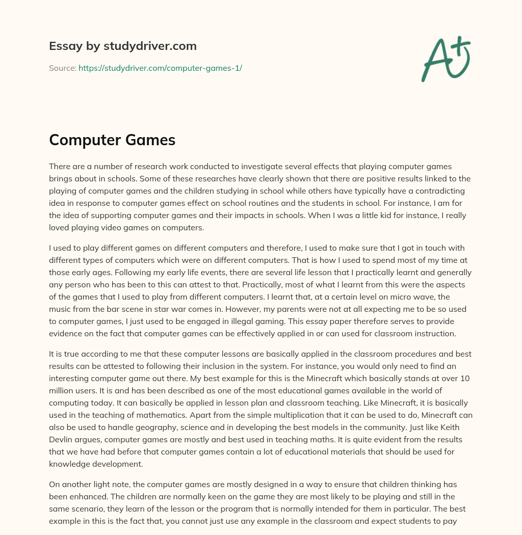 Computer Games essay