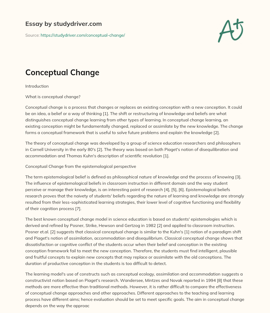Conceptual Change essay