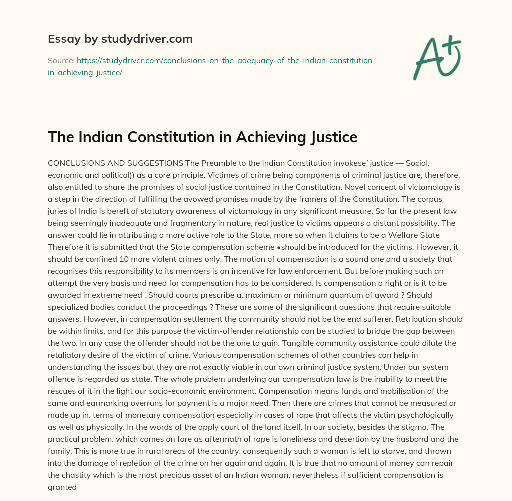 The Indian Constitution in Achieving Justice essay