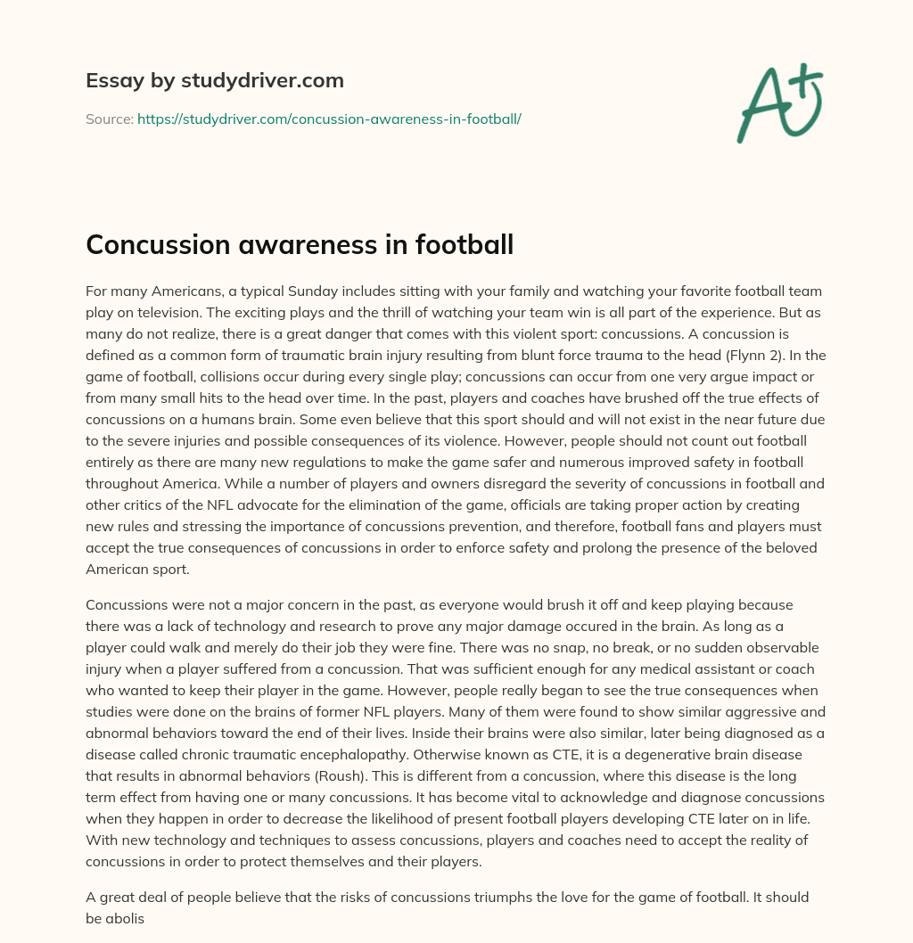 Concussion Awareness in Football essay