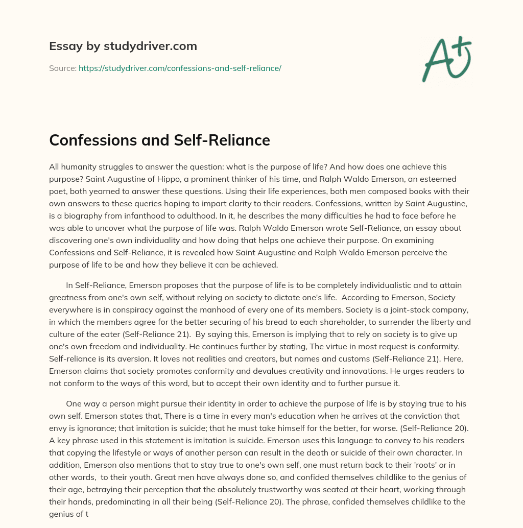 Confessions and Self-Reliance essay