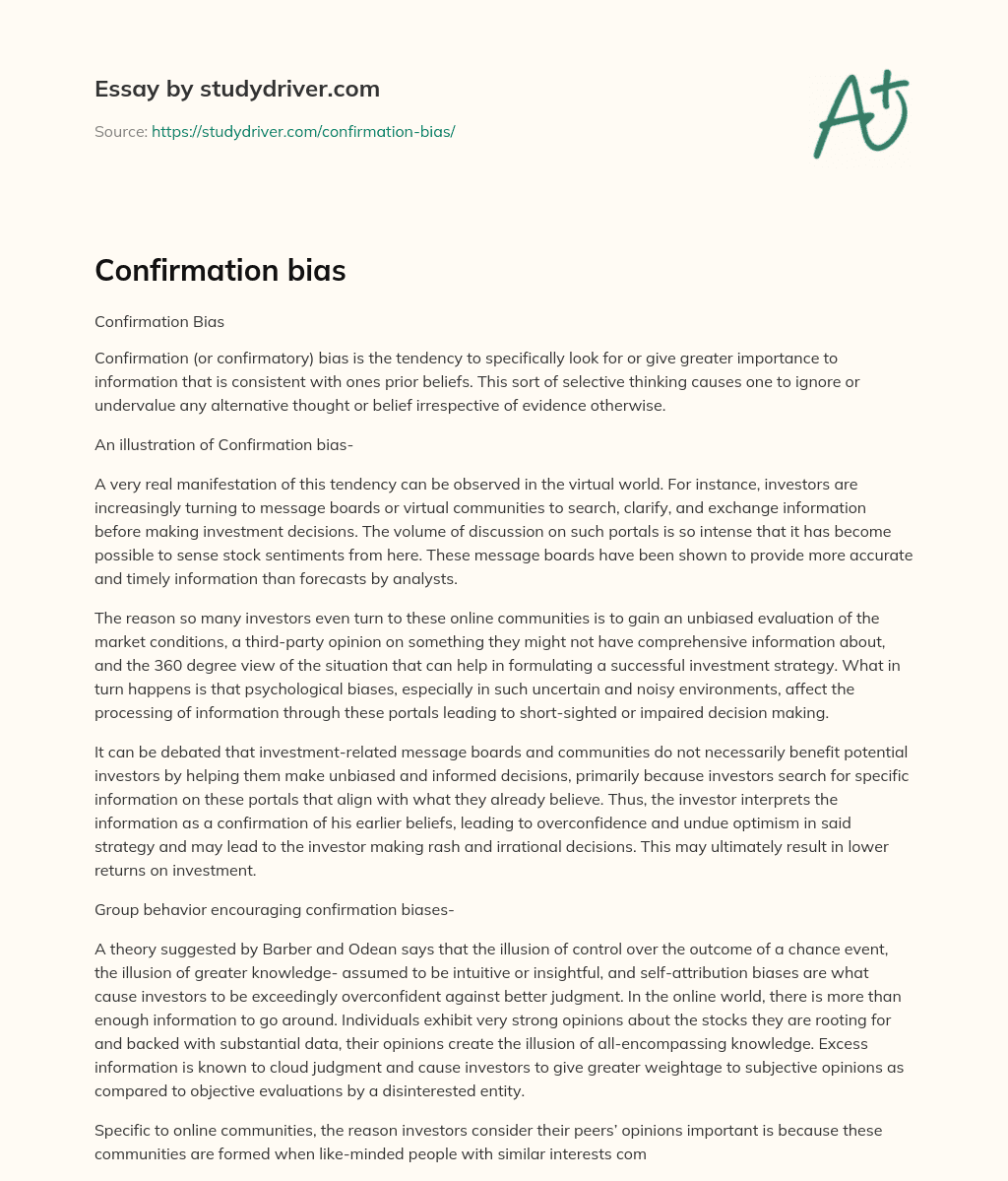 Confirmation Bias essay