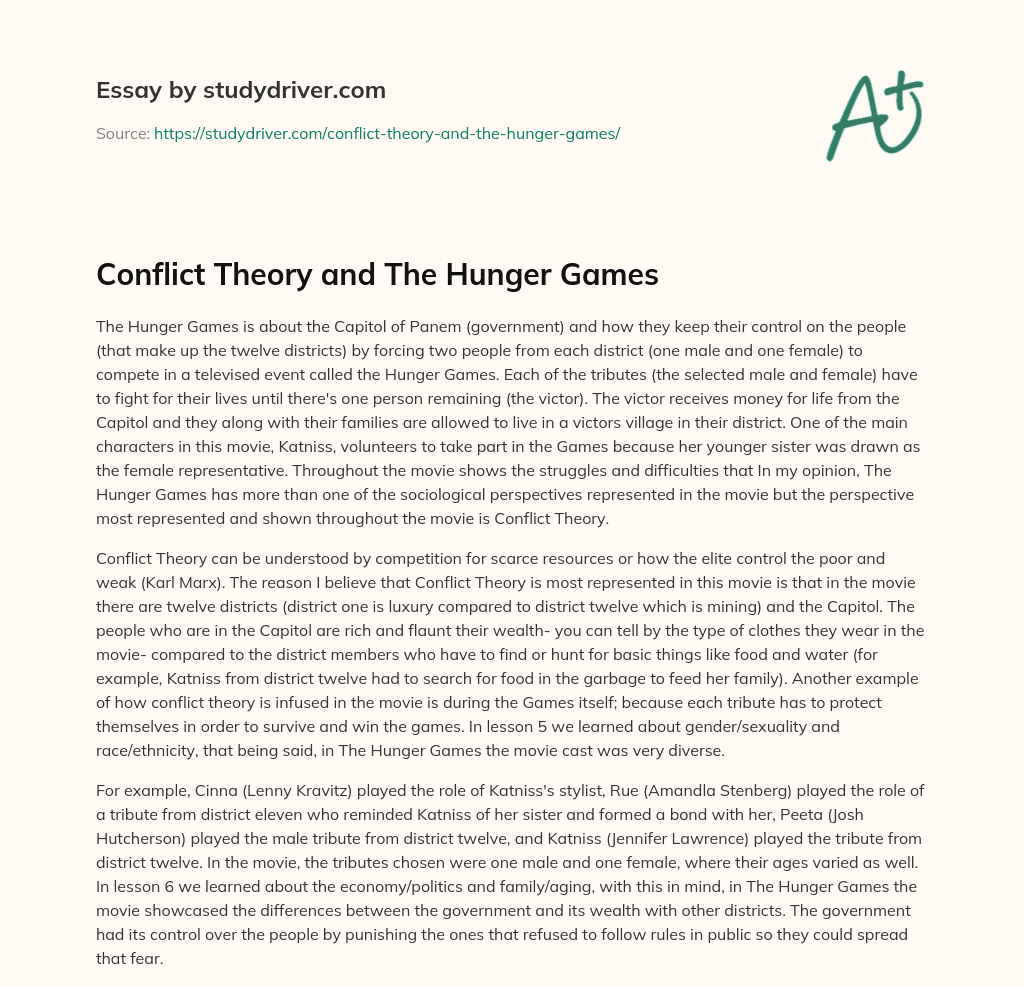Conflict Theory and the Hunger Games essay