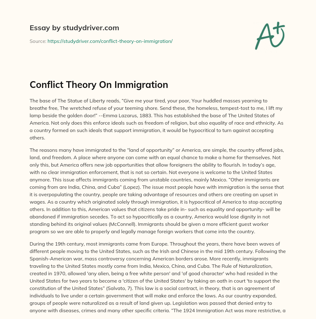Conflict Theory on Immigration essay