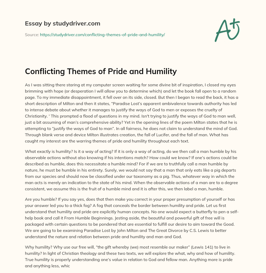 Conflicting Themes of Pride and Humility essay