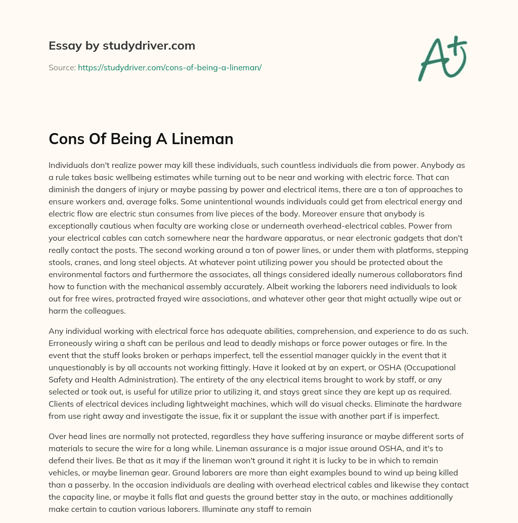 Cons of being a Lineman essay