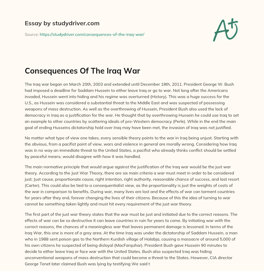Consequences of the Iraq War essay