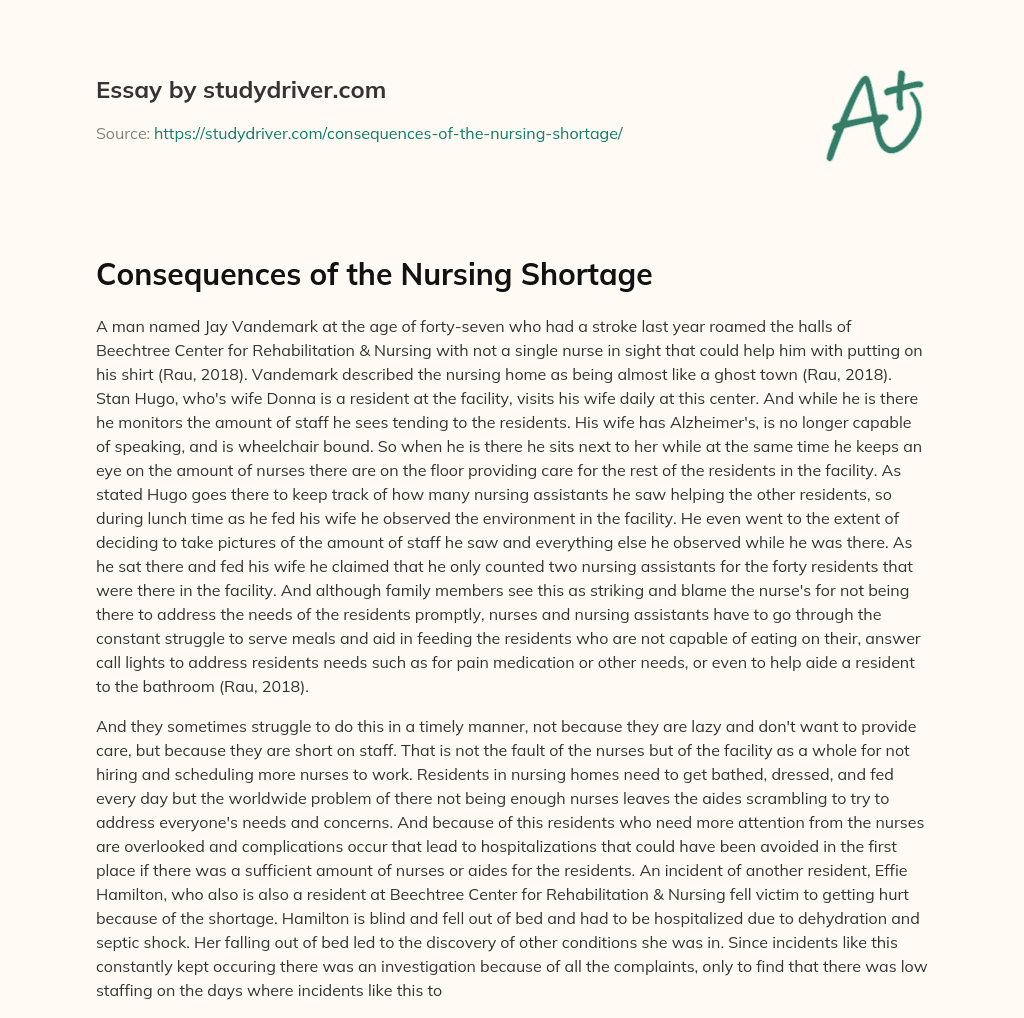 Consequences of the Nursing Shortage essay