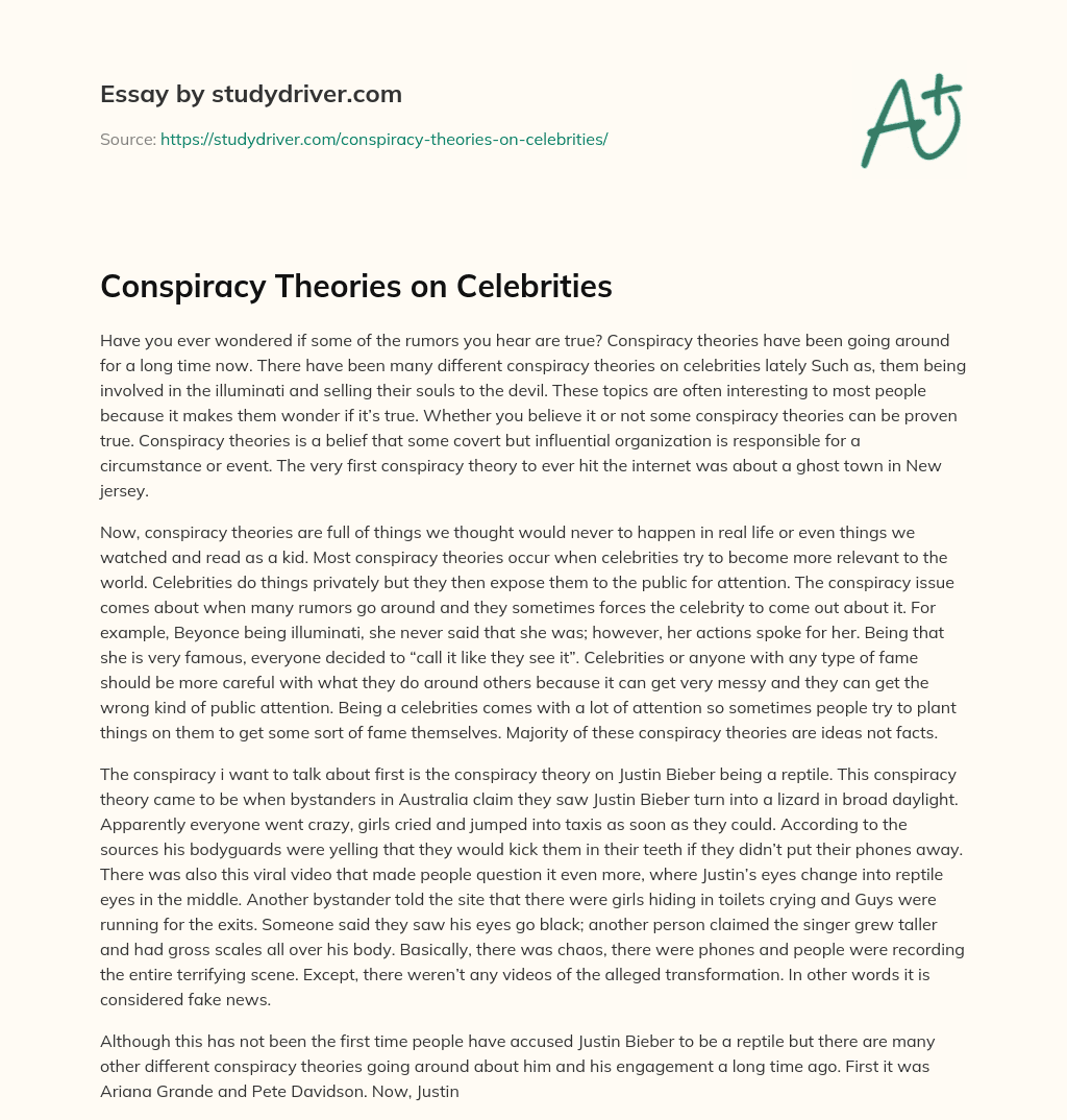 Conspiracy Theories on Celebrities essay