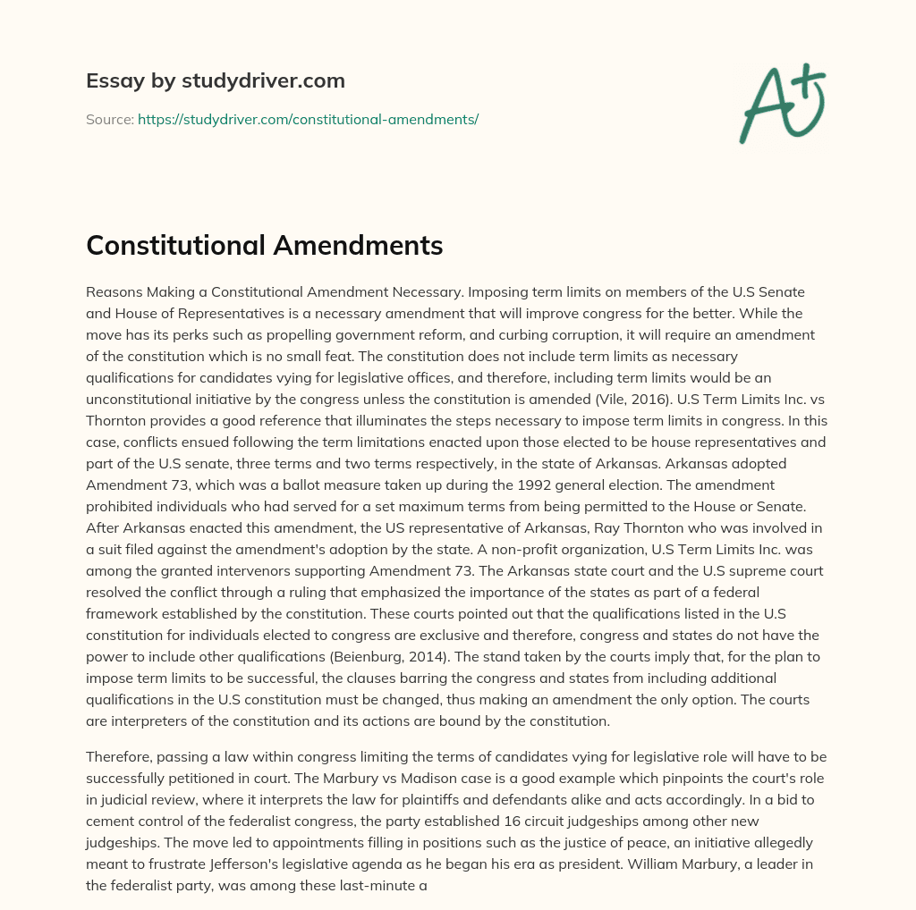 Constitutional Amendments essay