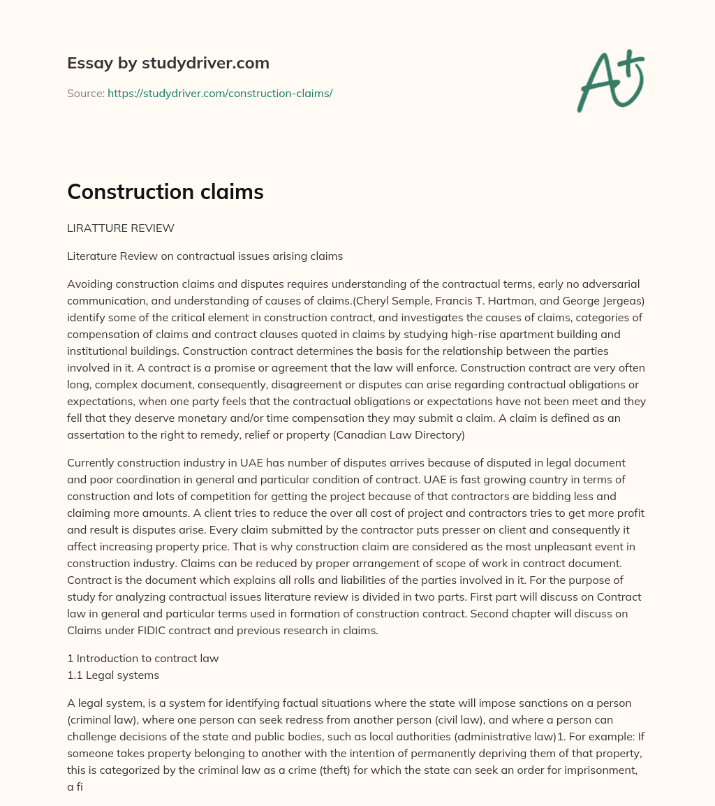 Construction Claims essay