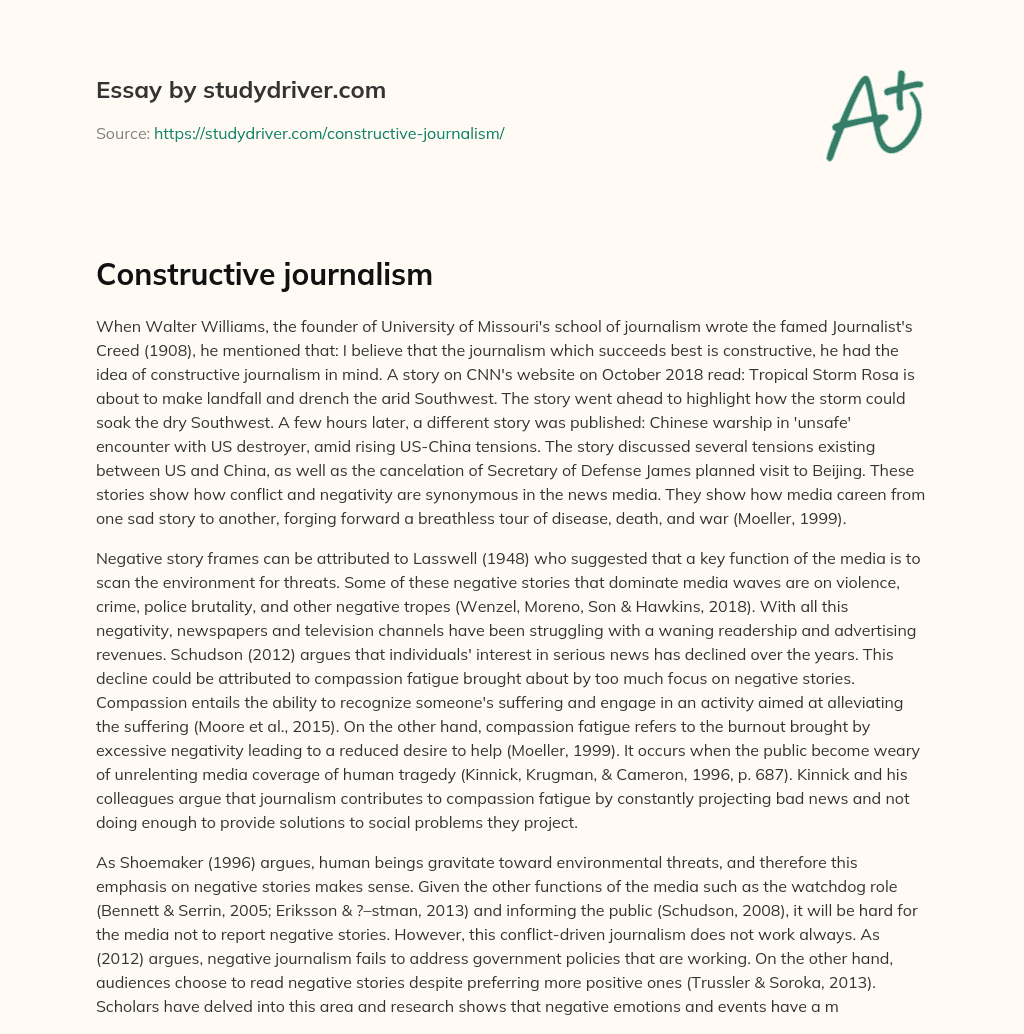 Constructive Journalism essay