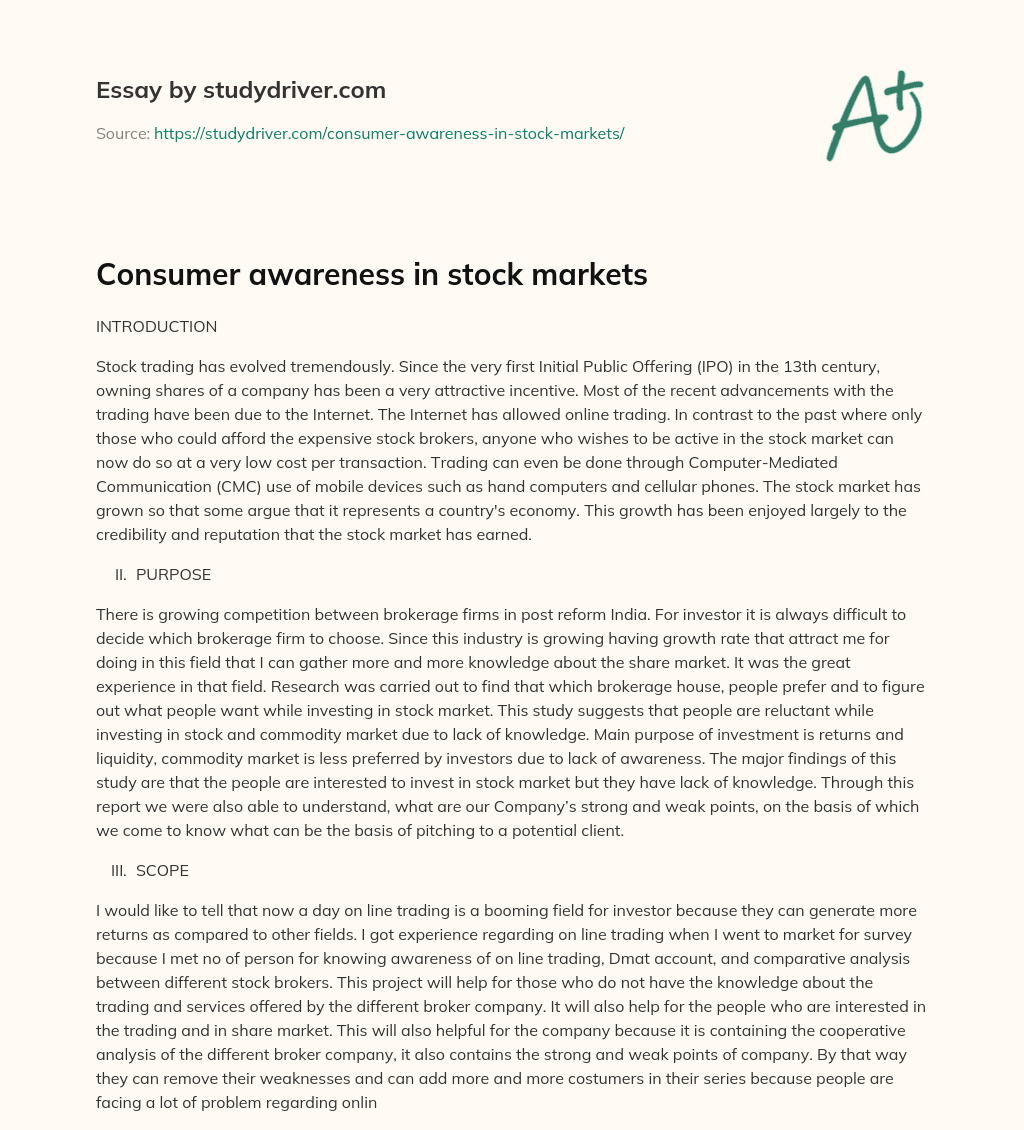 Consumer Awareness in Stock Markets essay