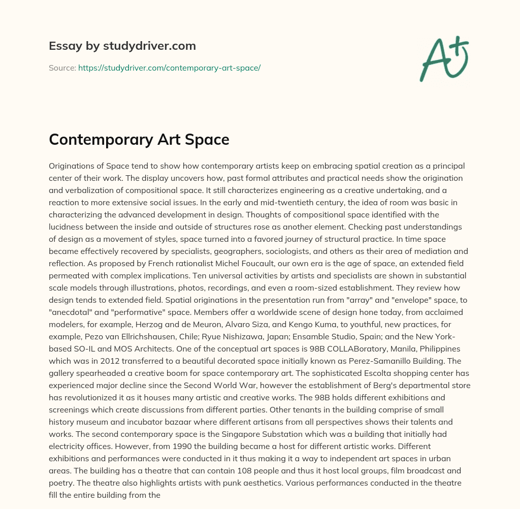 Contemporary Art Space essay