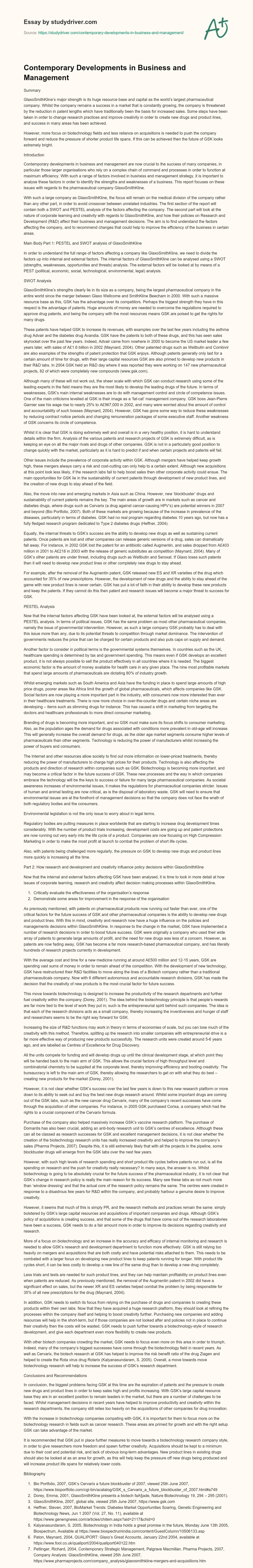 Contemporary Developments in Business and Management essay