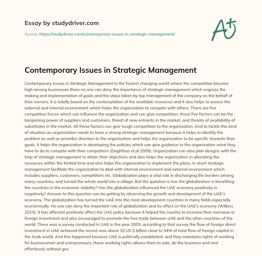 Contemporary Issues in Strategic Management essay