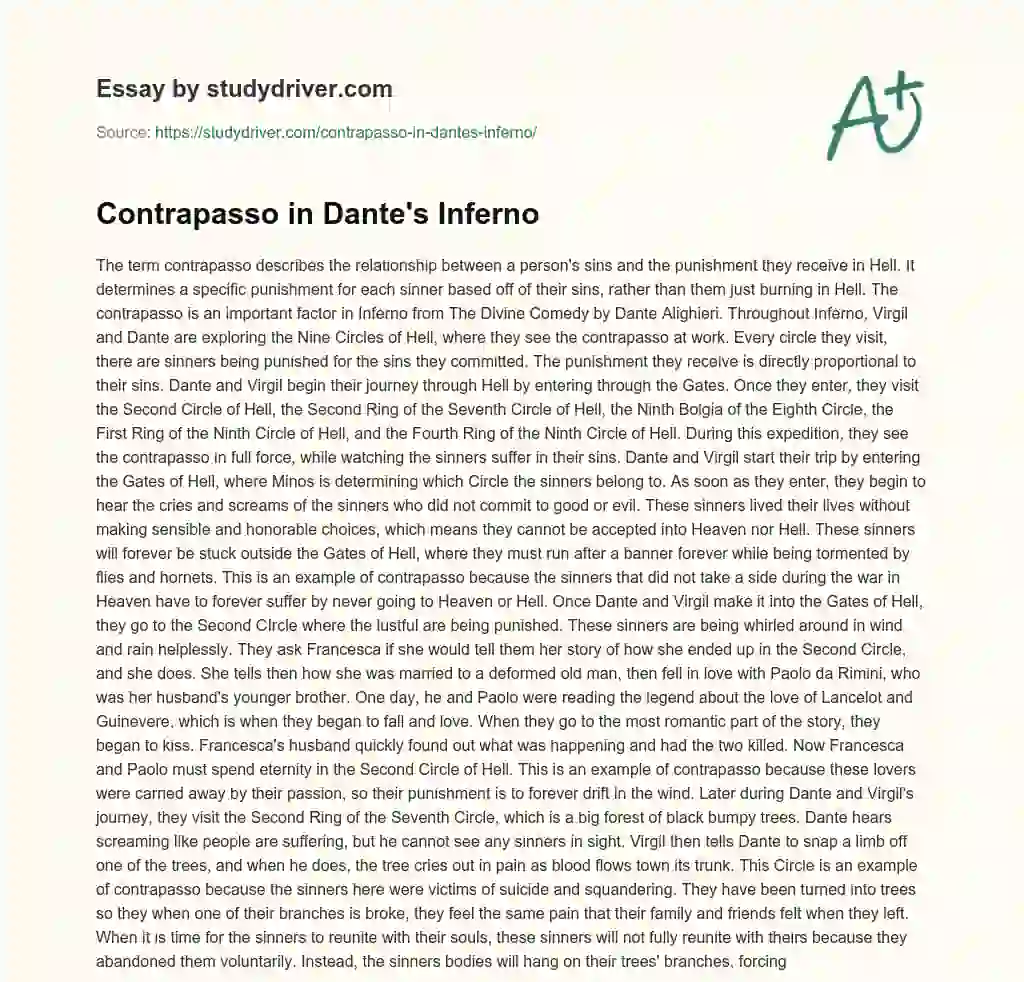 Contrapasso in Dante’s Inferno essay