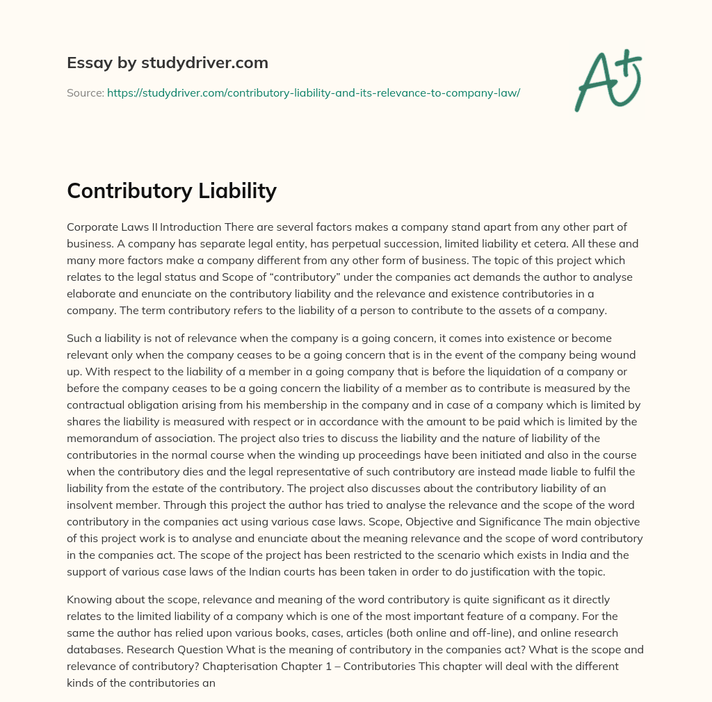 Contributory Liability essay