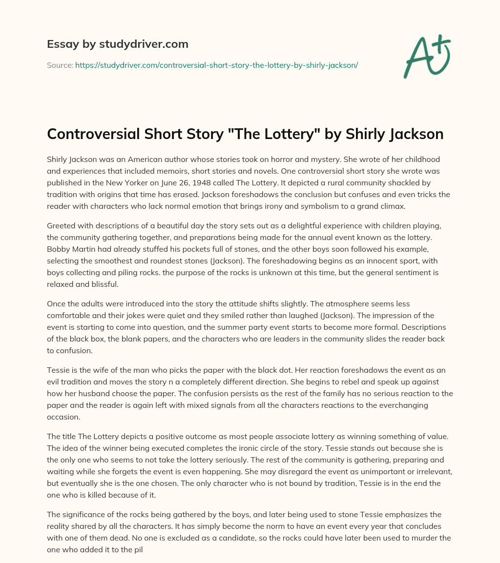 controversial-short-story-the-lottery-by-shirly-jackson-free-essay