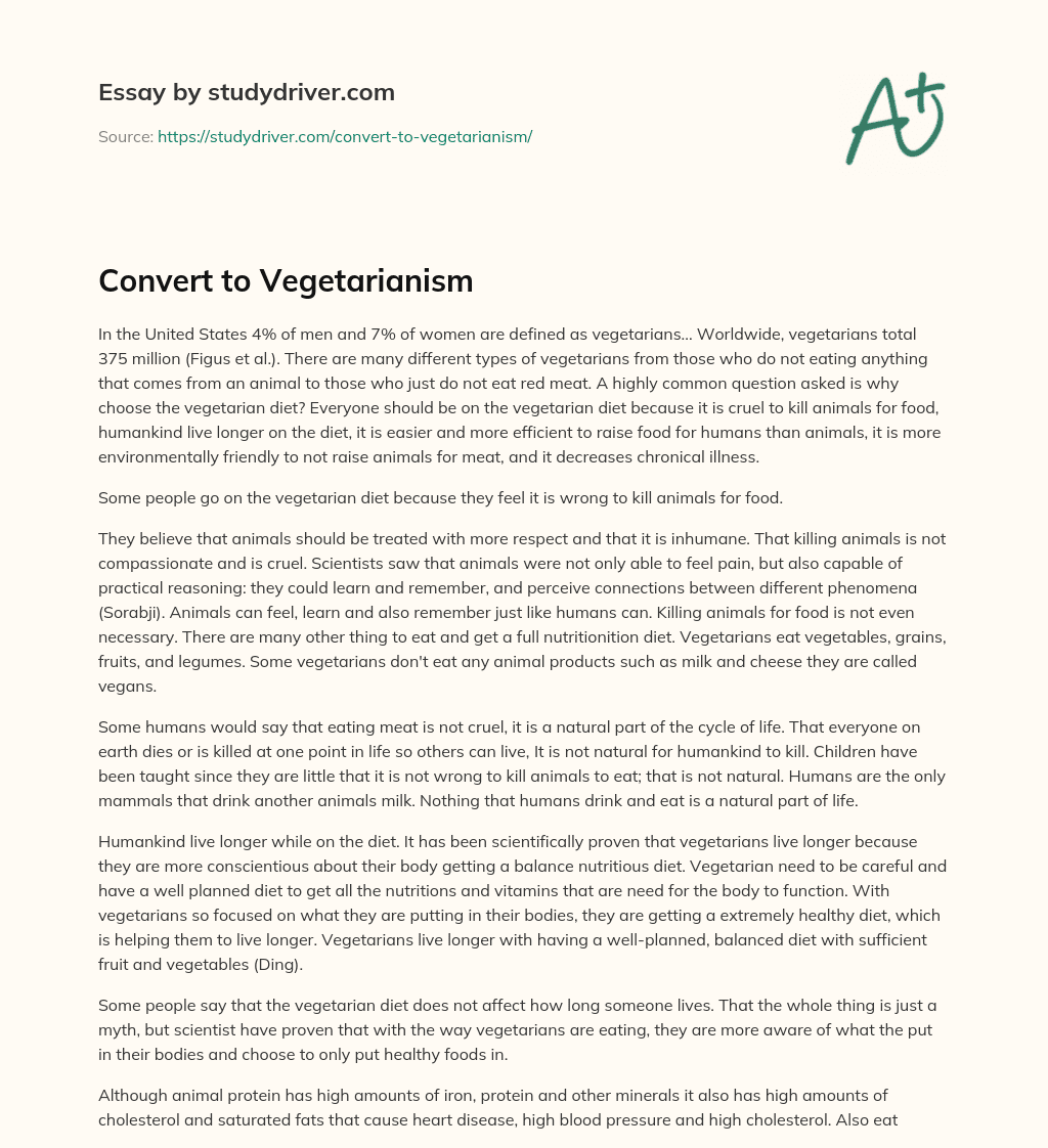 Convert to Vegetarianism essay
