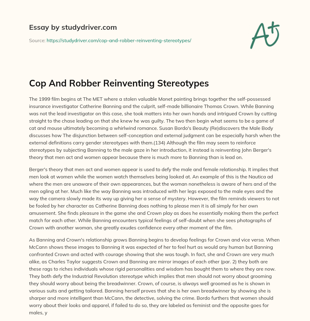 Cop and Robber Reinventing Stereotypes essay