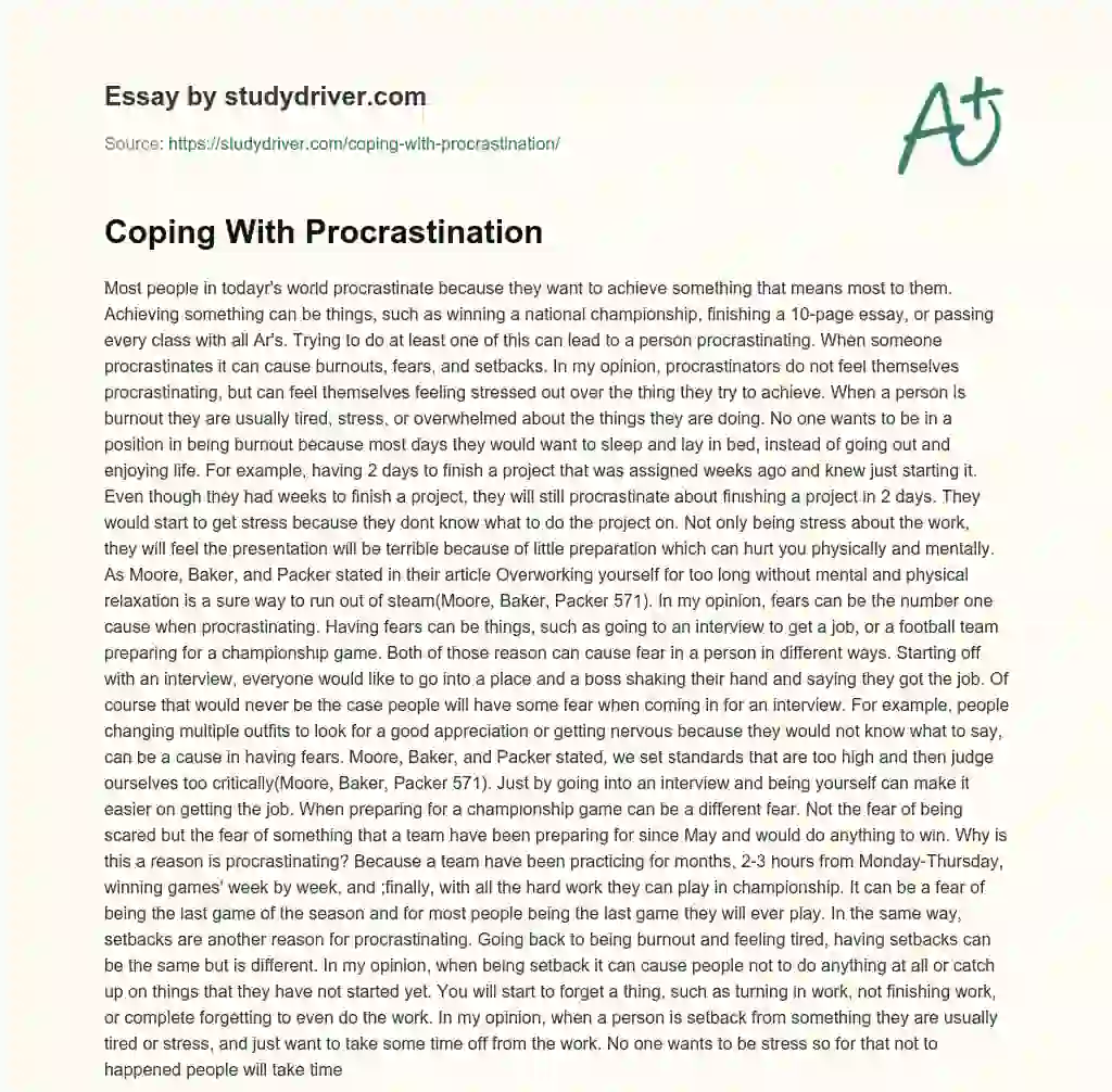 Coping with Procrastination essay