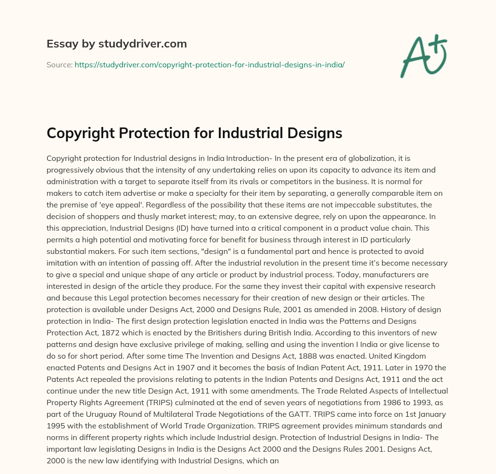 Copyright Protection for Industrial Designs essay