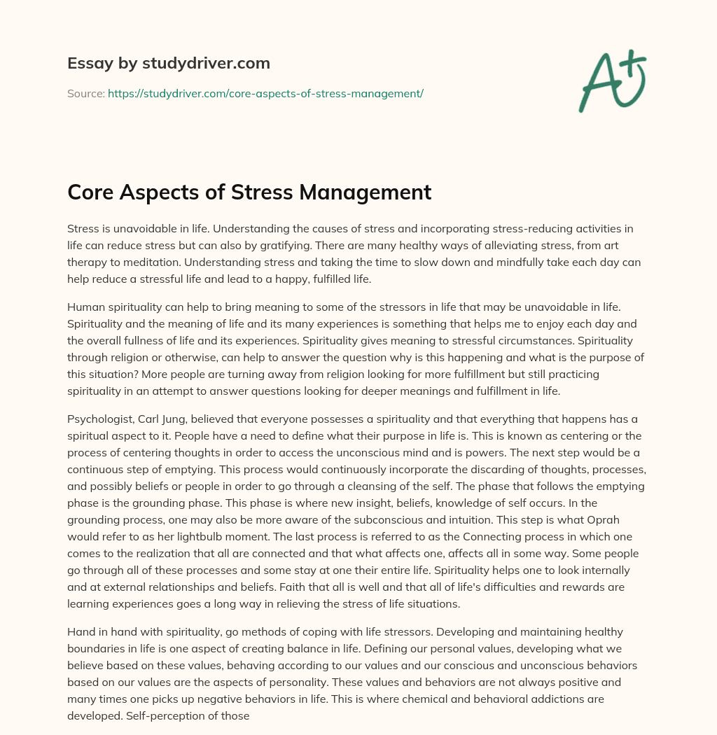 Core Aspects of Stress Management essay