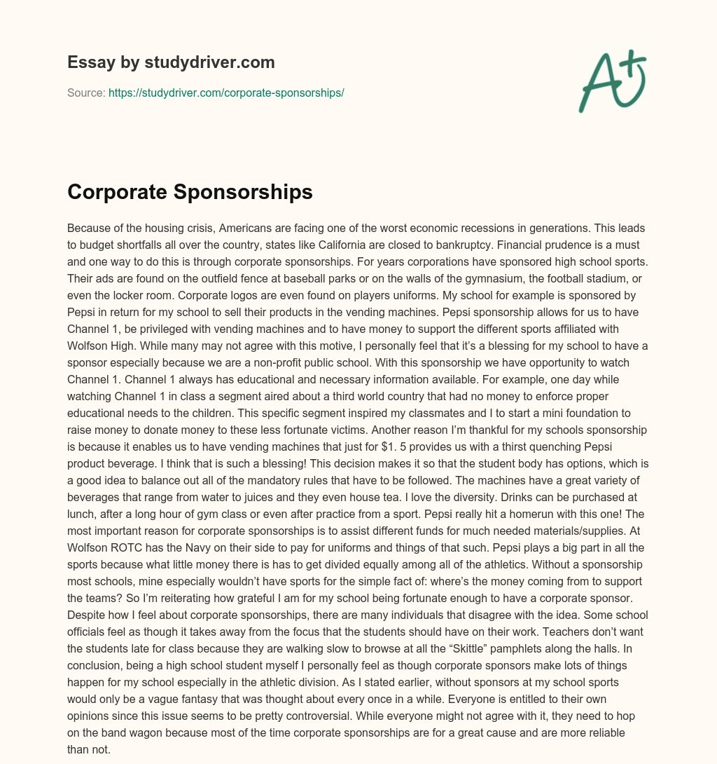 Corporate Sponsorships essay