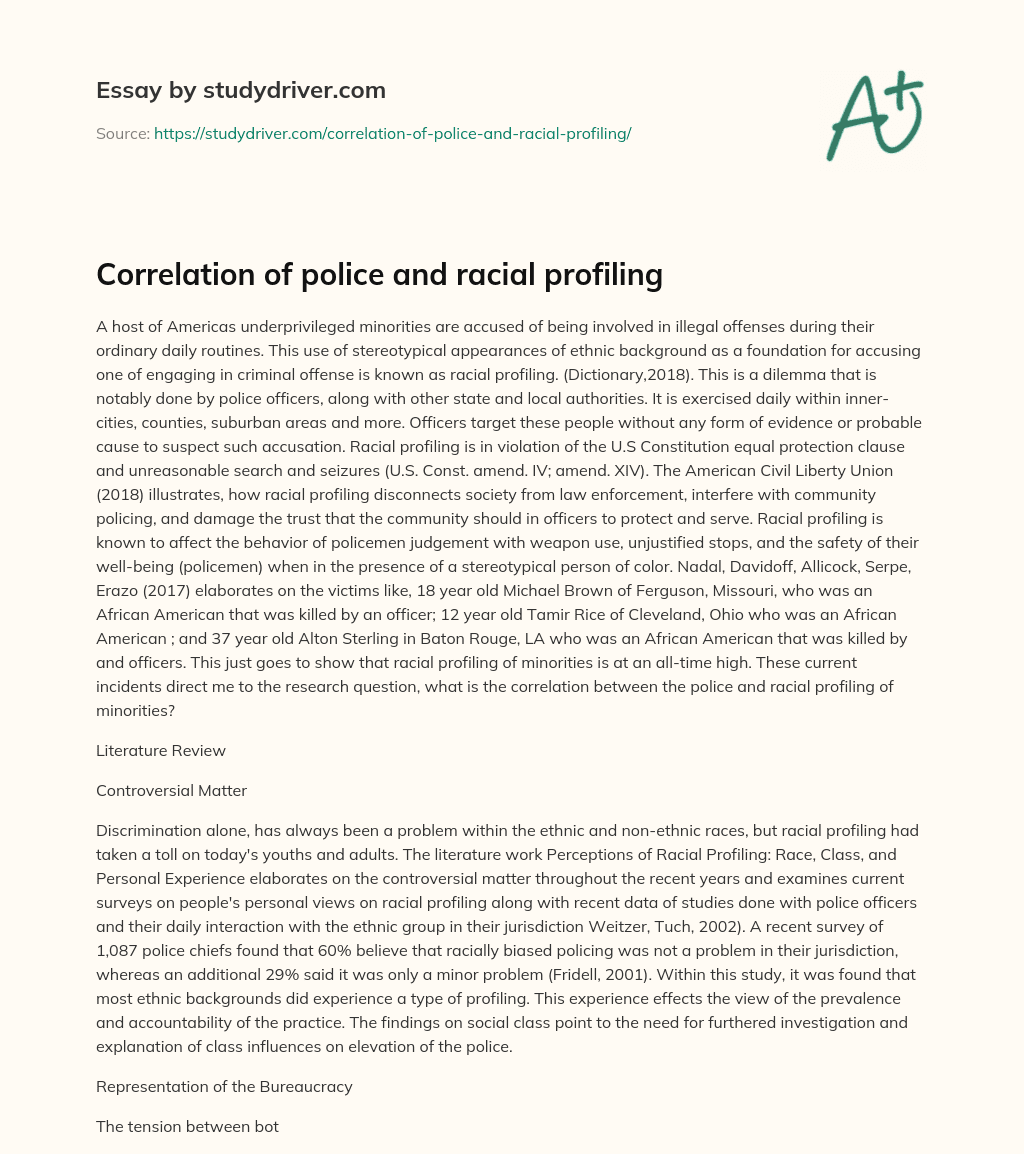 Correlation of Police and Racial Profiling essay
