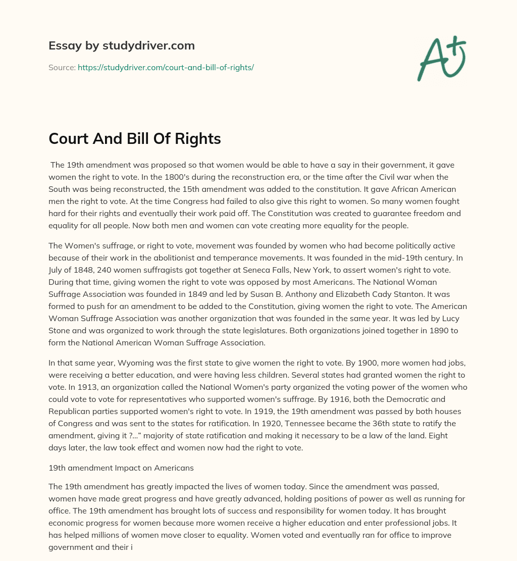 Court and Bill of Rights essay