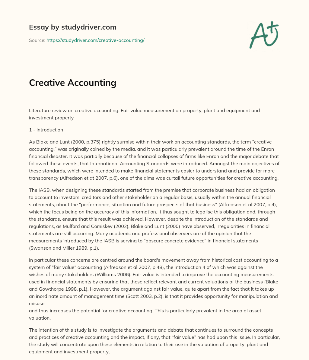 Creative Accounting essay